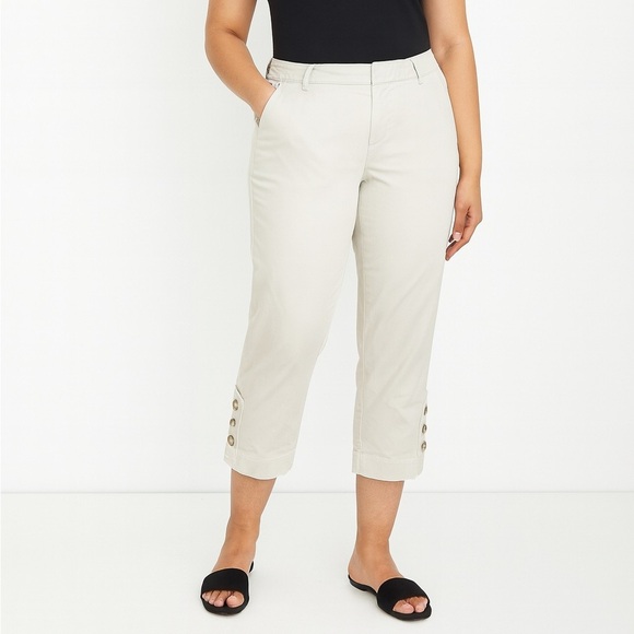 Ann Taylor Pants - Ann Taylor Cream Capris with Button Detail